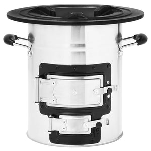 Stufa a Legna da Campeggio Argento 51,5x35x30,5 cm Acciaio Inox cod mxl 65539