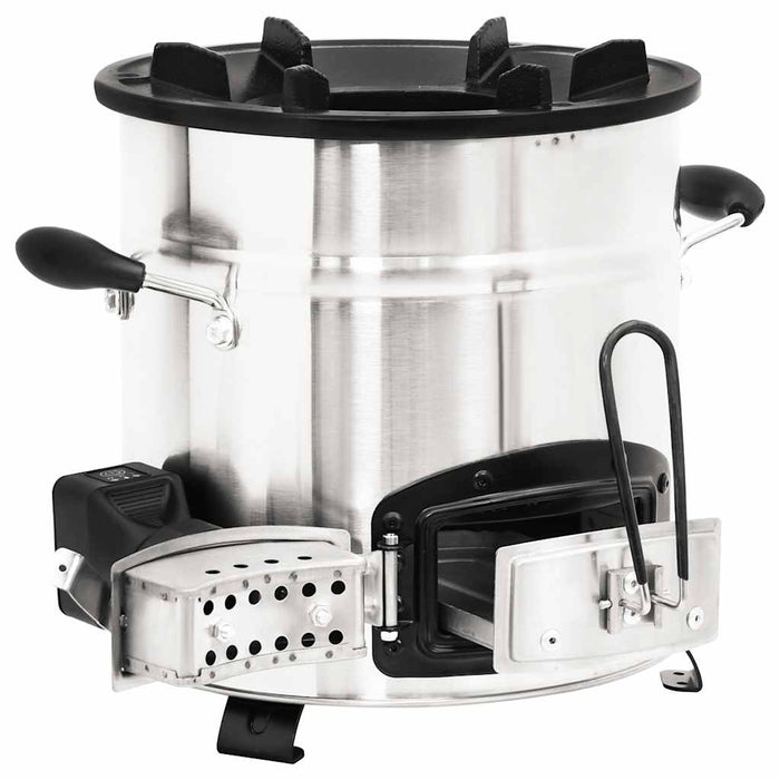 Stufa a Legna con Ventola USB Argento 35,5x26x28cm Acciaio Inox 319443