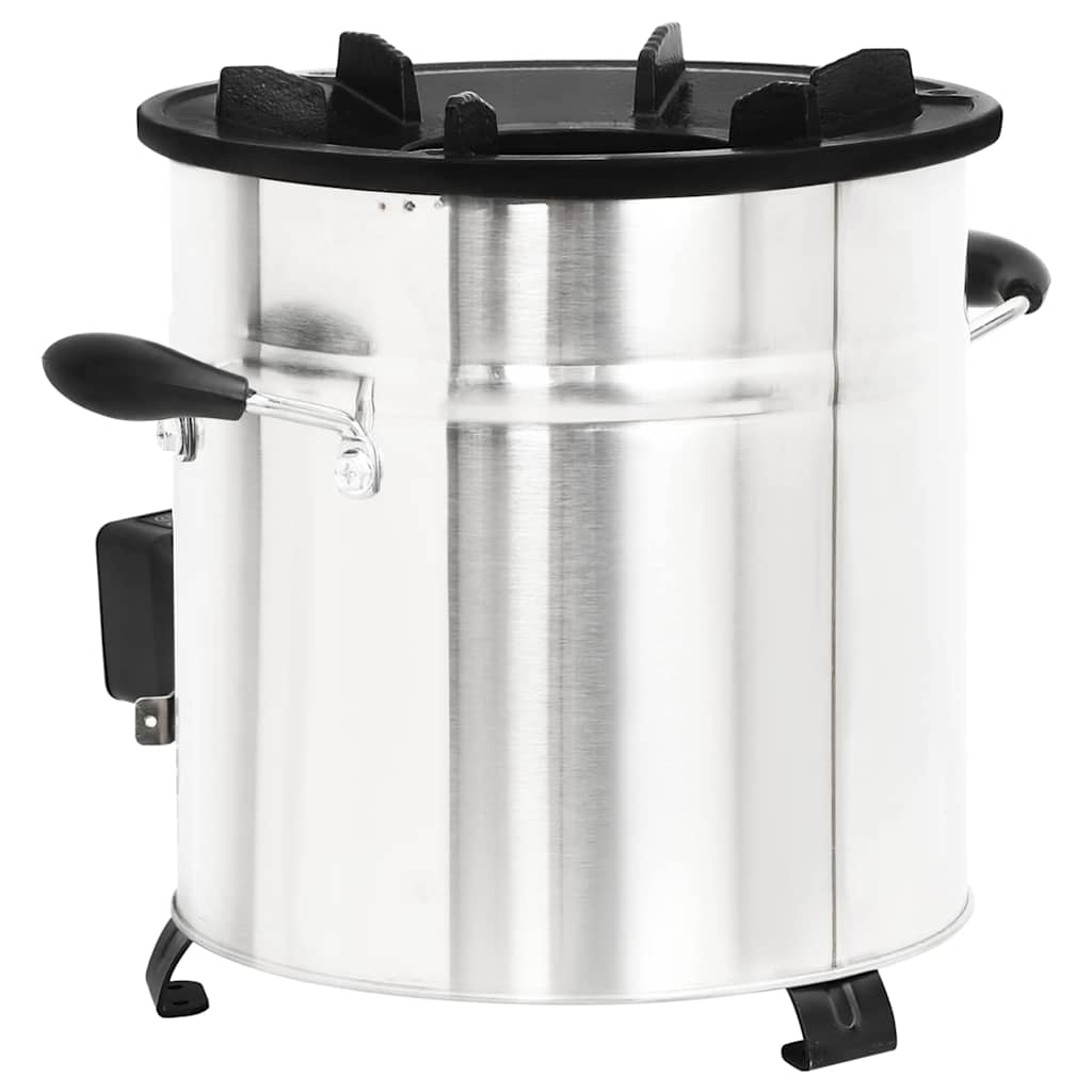 Stufa a Legna con Ventola USB Argento 35,5x26x28cm Acciaio Inox 319443