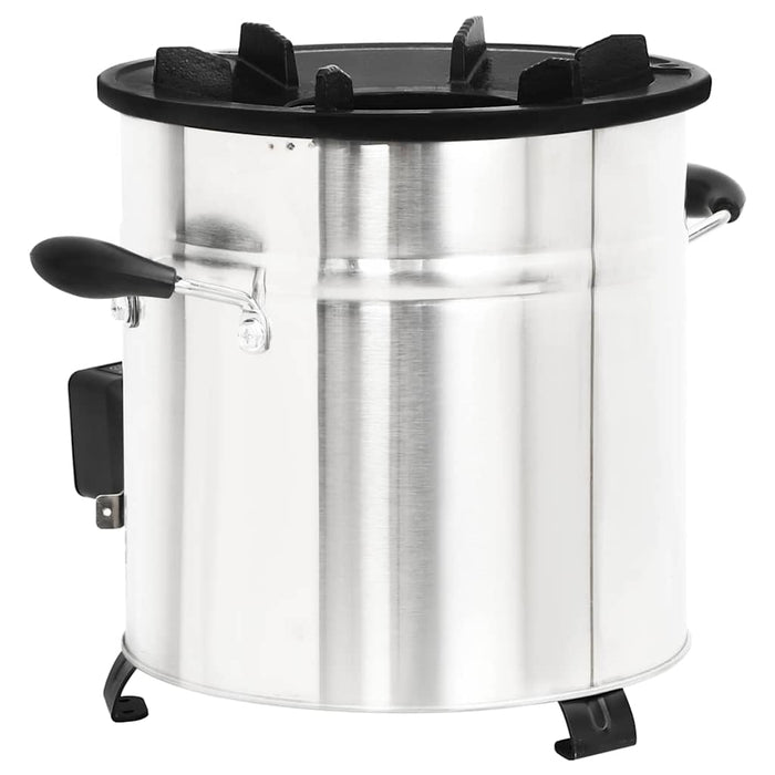 Stufa a Legna con Ventola USB Argento 35,5x26x28cm Acciaio Inox 319443