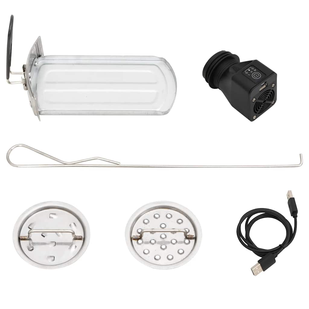 Stufa a Legna con Ventola USB Argento 35,5x26x28cm Acciaio Inox 319443