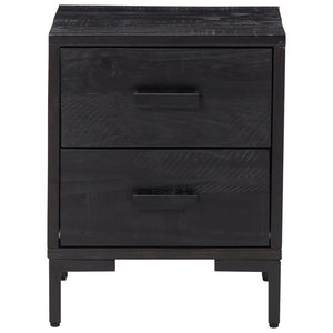 Comodino Nero 36x30x45 cm in Legno Massello di Pino 349912