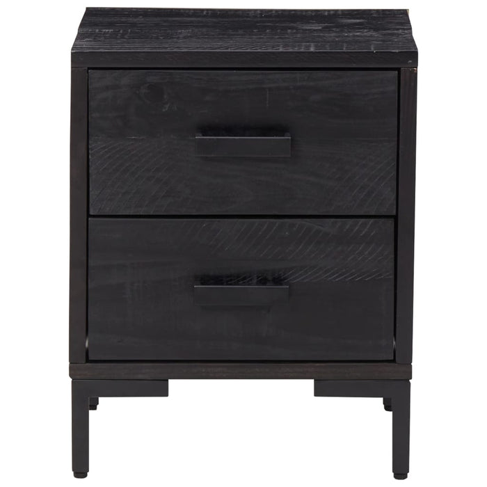 Comodino Nero 36x30x45 cm in Legno Massello di Pino 349912
