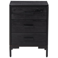 Comodino Nero 40x30x55 cm Legno Massello di Pino Riciclato 349914