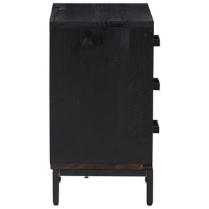 Comodino Nero 40x30x55 cm Legno Massello di Pino Riciclato 349914