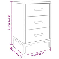 Comodino Nero 40x30x55 cm Legno Massello di Pino Riciclato 349914