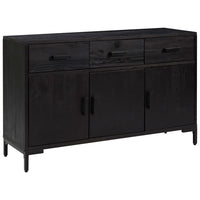 Credenza Nera 110x35x70 cm in Legno Massello di Pino 349920