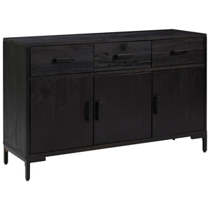 Credenza Nera 110x35x70 cm in Legno Massello di Pino 349920
