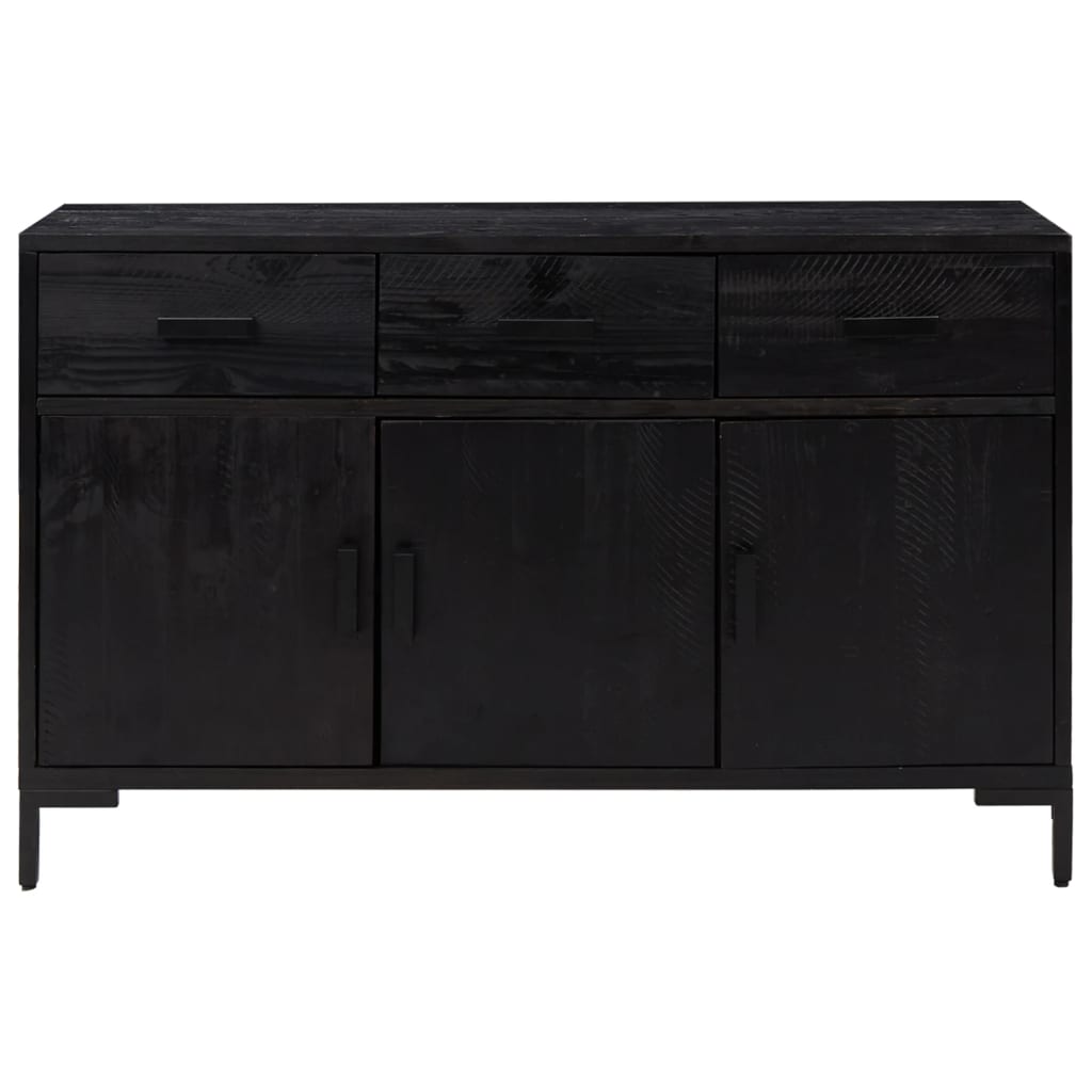 Credenza Nera 110x35x70 cm in Legno Massello di Pino 349920