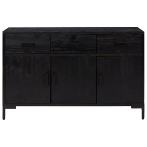 Credenza Nera 110x35x70 cm in Legno Massello di Pino 349920
