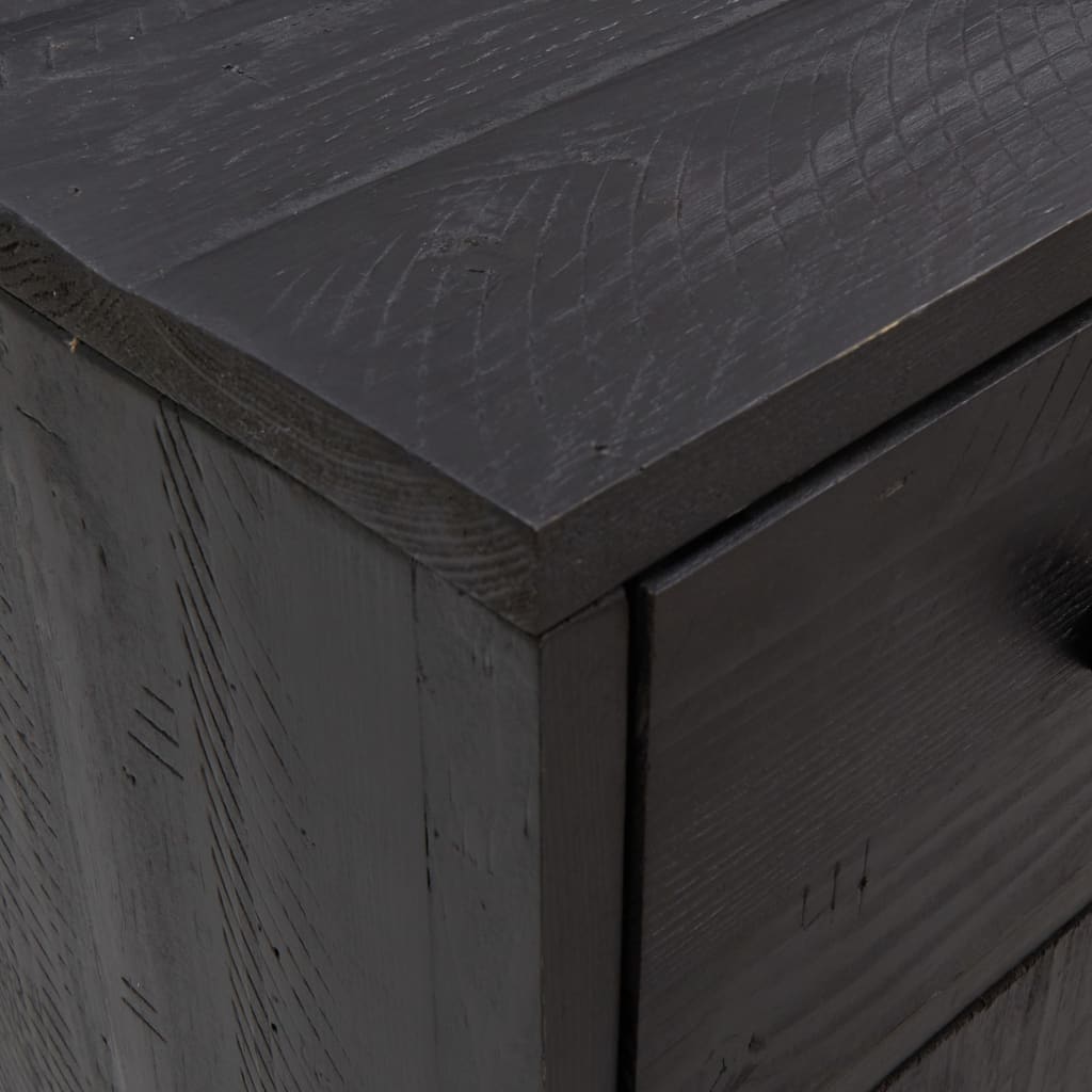 Credenza Nera 110x35x70 cm in Legno Massello di Pino 349920