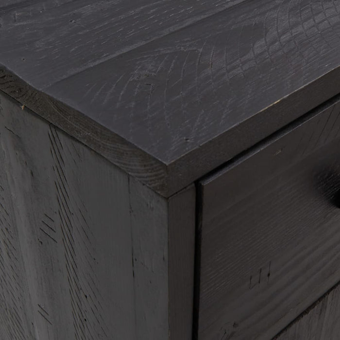 Credenza Nera 110x35x70 cm in Legno Massello di Pino 349920