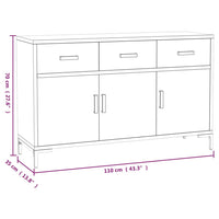 Credenza Nera 110x35x70 cm in Legno Massello di Pino 349920