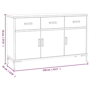 Credenza Nera 110x35x70 cm in Legno Massello di Pino 349920