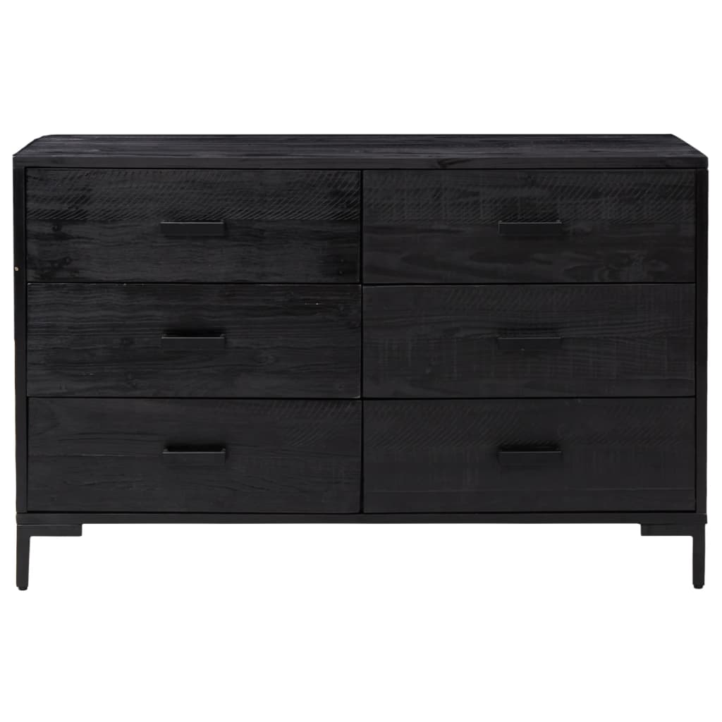 Credenza-Buffet-Armadio da cucina Nera 110x35x70 cm in Legno Massello di Pino
