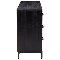 Credenza-Buffet-Armadio da cucina Nera 110x35x70 cm in Legno Massello di Pino