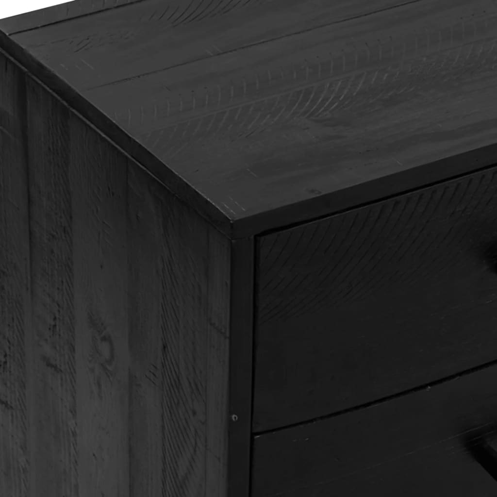 Credenza-Buffet-Armadio da cucina Nera 110x35x70 cm in Legno Massello di Pino