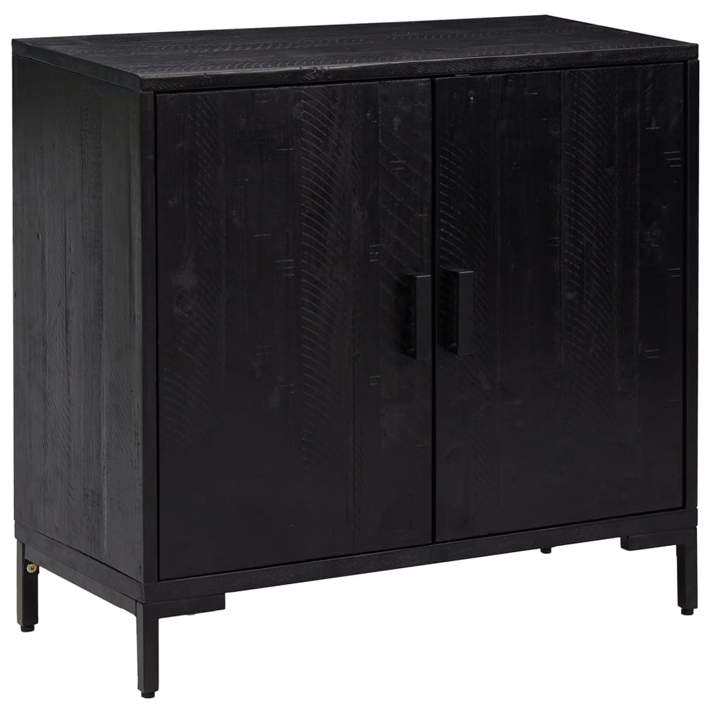 Credenza-Buffet-Armadio da cucina Nera 75x35x70 cm in Legno Massello di Pino