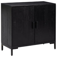 Credenza-Buffet-Armadio da cucina Nera 75x35x70 cm in Legno Massello di Pino