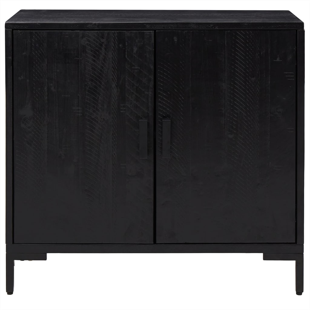 Credenza-Buffet-Armadio da cucina Nera 75x35x70 cm in Legno Massello di Pino