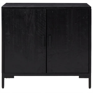 Credenza-Buffet-Armadio da cucina Nera 75x35x70 cm in Legno Massello di Pino