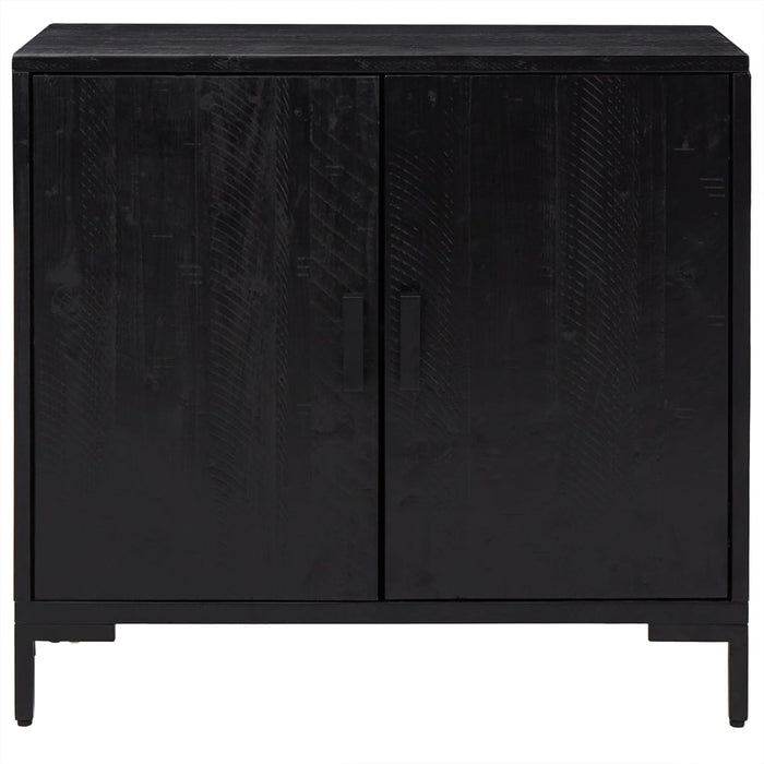 Credenza-Buffet-Armadio da cucina Nera 75x35x70 cm in Legno Massello di Pino