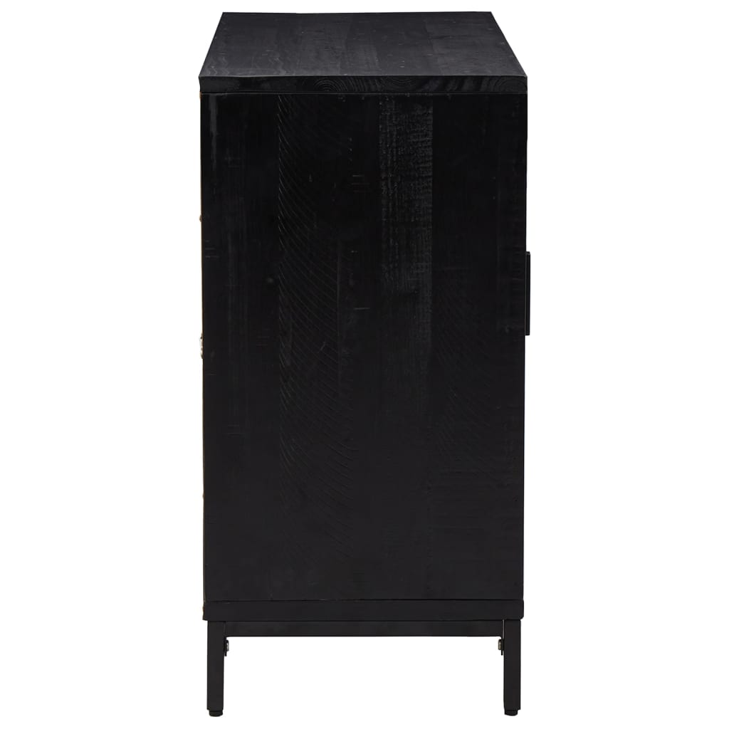 Credenza-Buffet-Armadio da cucina Nera 75x35x70 cm in Legno Massello di Pino