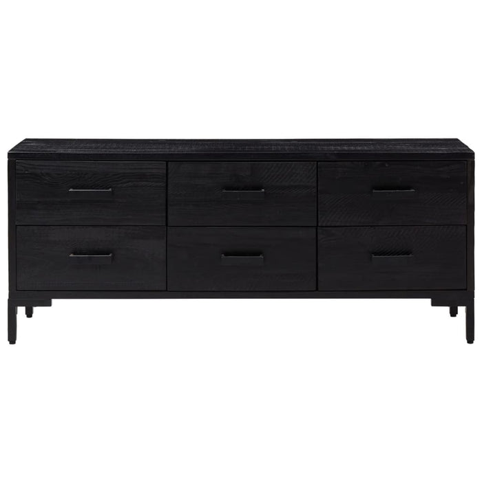 Armadietto Nero 110x30x45 cm in Legno Massello Pino