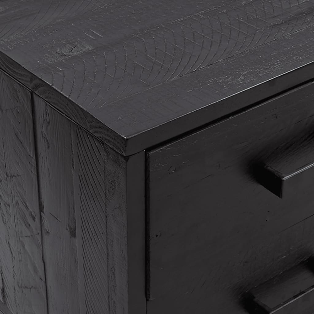 Armadietto Nero 110x30x45 cm in Legno Massello Pino
