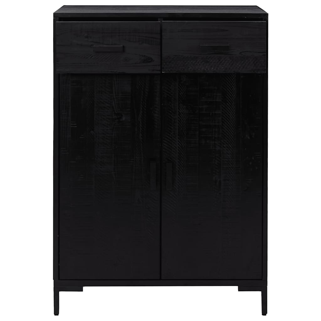 Scarpiera Nera 75x40x110 cm Legno Massello di Pino Riciclato cod mxl 43225