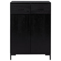 Scarpiera Nera 75x40x110 cm Legno Massello di Pino Riciclato cod mxl 43225