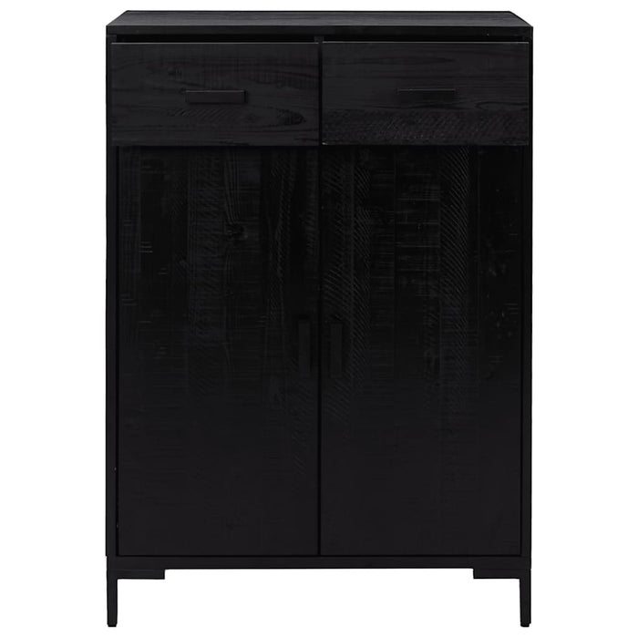 Scarpiera Nera 75x40x110 cm Legno Massello di Pino Riciclato cod mxl 43225