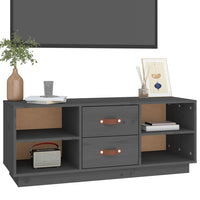 Mobile Porta TV Grigio 100x34x40 cm in Legno Massello di Pino 818227