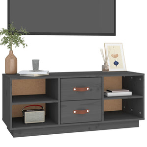 Mobile Porta TV Grigio 100x34x40 cm in Legno Massello di Pino 818227