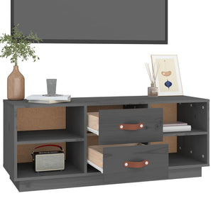 Mobile Porta TV Grigio 100x34x40 cm in Legno Massello di Pino 818227