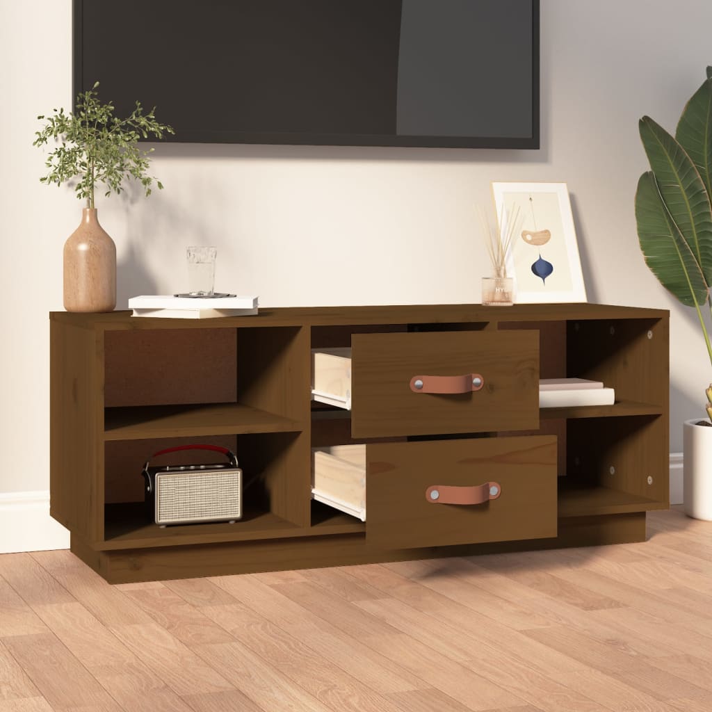 Mobile Porta TV-Mobile per TV-Credenza TV Ambra 100x34x40 cm in Legno Massello di Pino