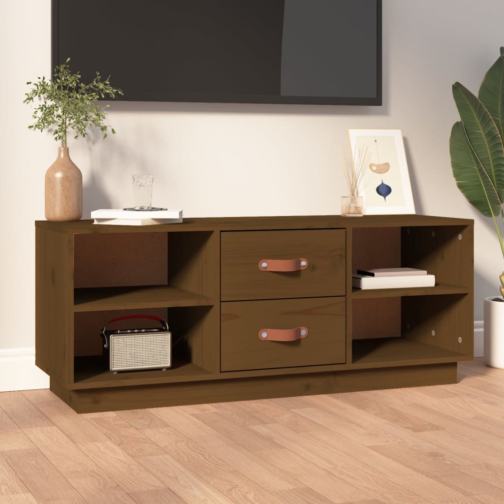 Mobile Porta TV-Mobile per TV-Credenza TV Ambra 100x34x40 cm in Legno Massello di Pino