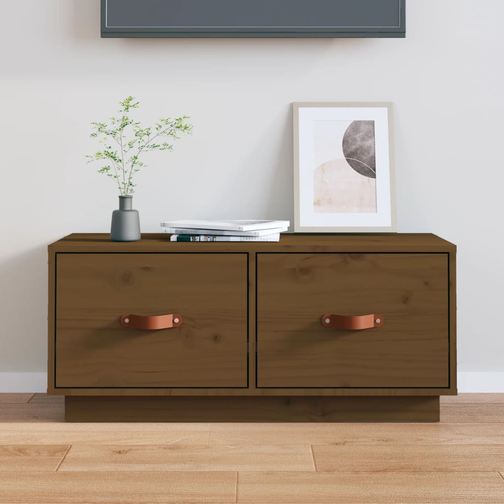 Mobile Porta TV-Mobile per TV-Credenza TV ambra 80x34x35 cm in Legno Massello di Pino