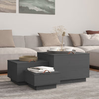 Contenitori Portaoggetti Coperchi 3pz Grigi Legno Massello Pino 818247