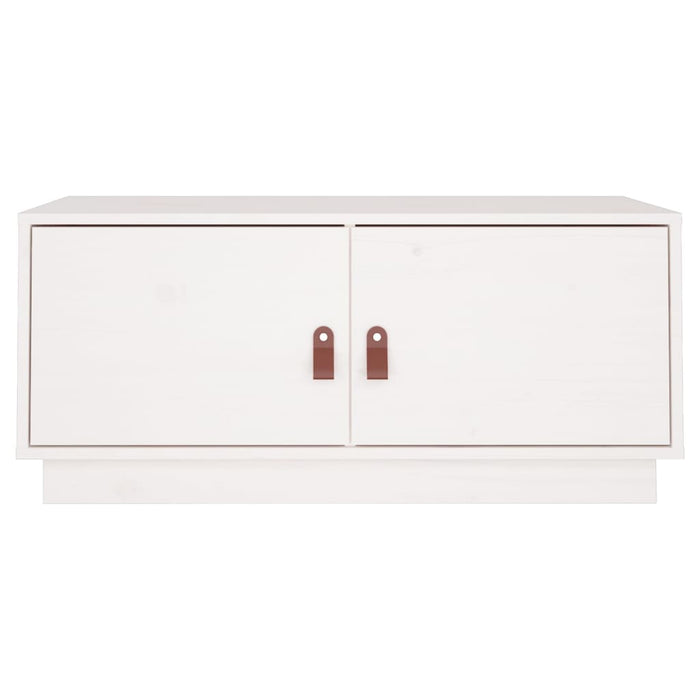 Tavolino da Salotto Bianco 80x50x35cm in Legno Massello di Pino