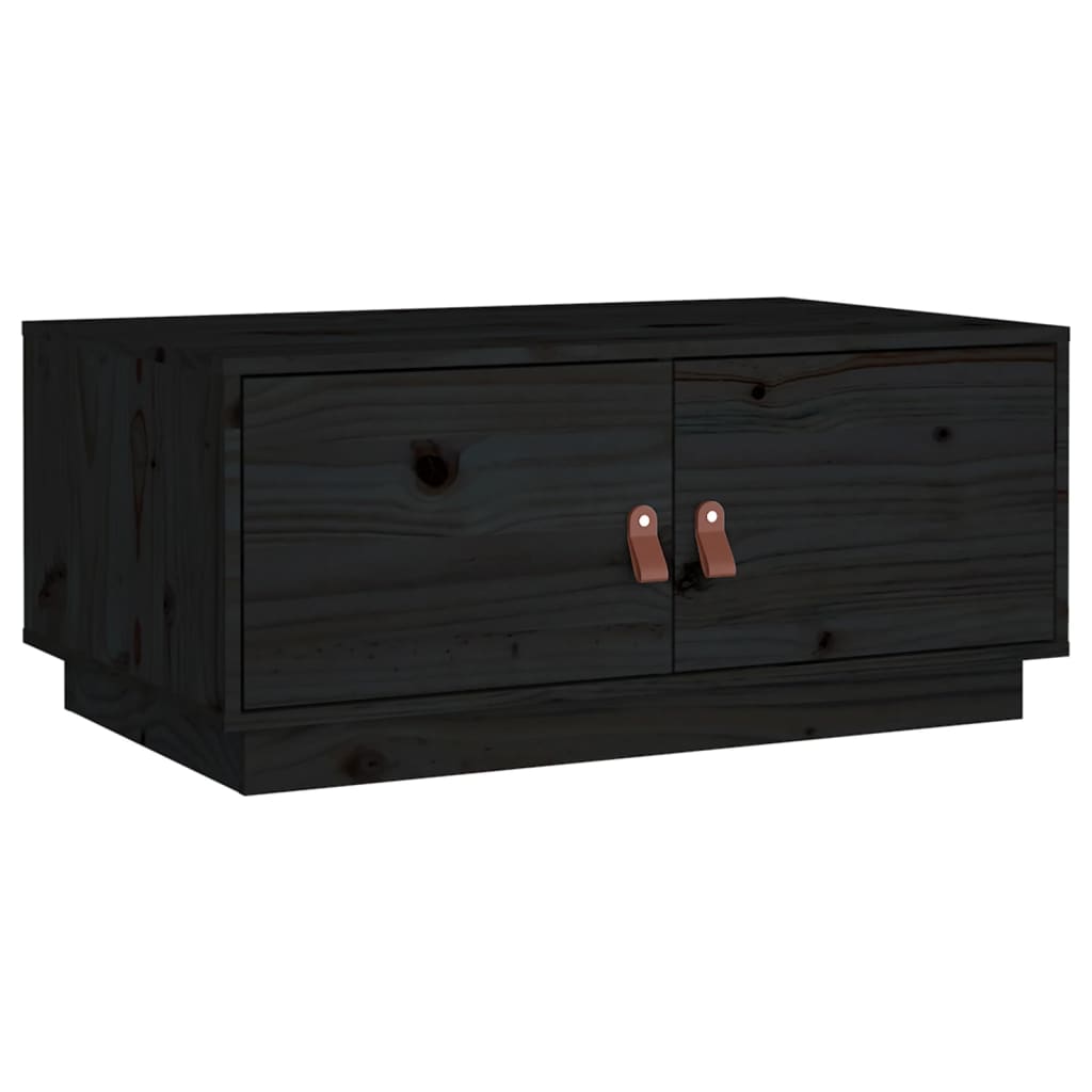 Tavolino da Salotto Nero 80x50x35 cm in Legno Massello di Pino 818254