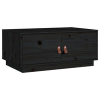 Tavolino da Salotto Nero 80x50x35 cm in Legno Massello di Pino 818254