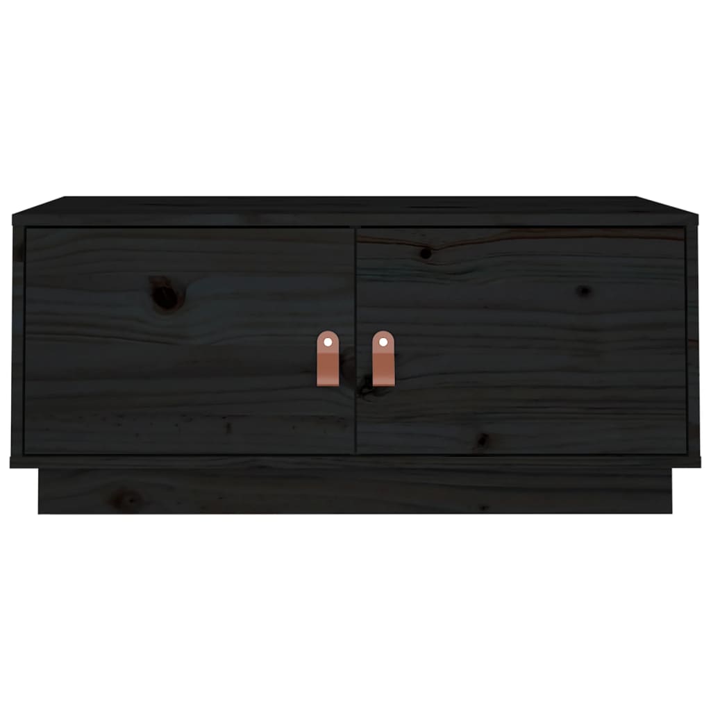 Tavolino da Salotto Nero 80x50x35 cm in Legno Massello di Pino 818254