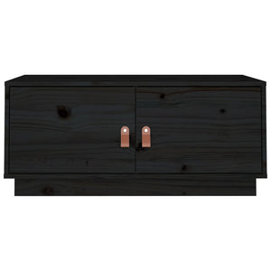 Tavolino da Salotto Nero 80x50x35 cm in Legno Massello di Pino 818254
