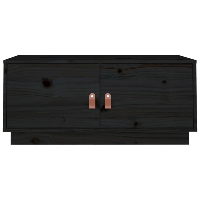 Tavolino da Salotto Nero 80x50x35 cm in Legno Massello di Pino 818254