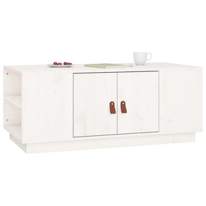 Tavolino da Salotto Bianco 100x50x41 cm Legno Massello di Pino