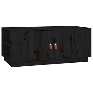 Tavolino da Salotto Nero 100x50x41 cm in Legno Massello di Pino 818259