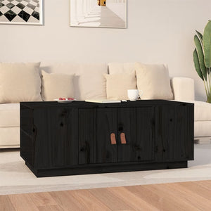 Tavolino da Salotto Nero 100x50x41 cm in Legno Massello di Pino 818259