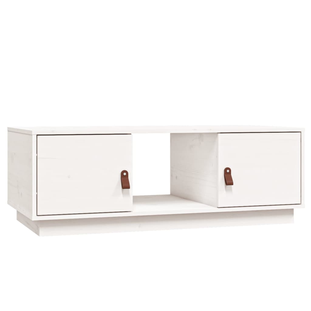 Tavolino da Salotto Bianco 100x50x35 cm Legno Massello di Pino 818266