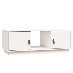 Tavolino da Salotto Bianco 100x50x35 cm Legno Massello di Pino 818266